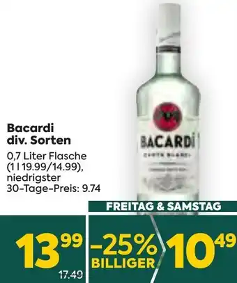 Billa Bacardi div. Sorten 0,7 Liter Flasche Angebot