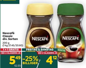 Billa Nescafé Classic div. Sorten 200 g Angebot