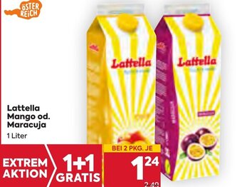 Billa Lattella Mango od. Maracuja 1 Liter Angebot