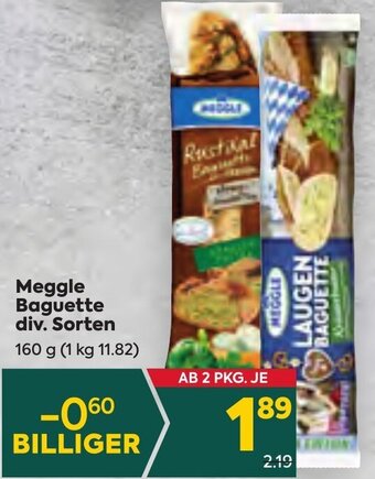 Billa Meggle Baguette div. Sorten 160 g Angebot