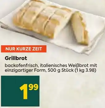Billa Grillbrot backofenfrisch, italienisches Weißbrot mit einzigartiger Form, 500 g Stück (1 kg 3.98) Angebot