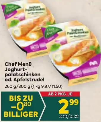 Billa Chef Menü Joghurt-palatschinken od. Apfelstrudel 260 g/ 300 g Angebot
