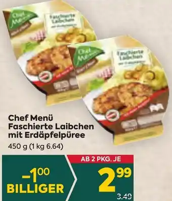 Billa Chef Menü Faschierte Laibchen mit Erdäpfelpüree 450 g (1 kg 6.64) Angebot