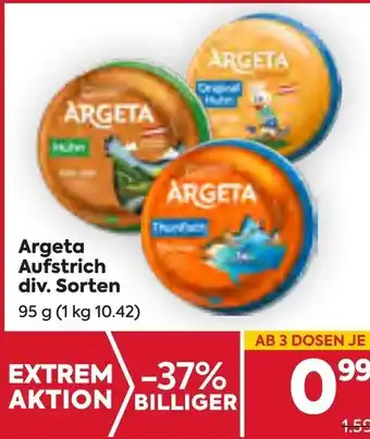 Billa Argeta Aufstrich div. Sorten 95 g (1 kg 10.42) Angebot