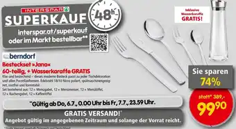 Interspar berndorf Besteckset »Jana<< 60-teilig, + Wasserkaraffe GRATIS Angebot