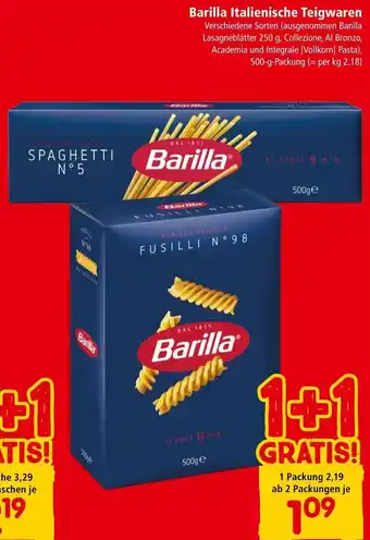 Interspar Barilla Italienische Teigwaren 500-g-Packung Angebot