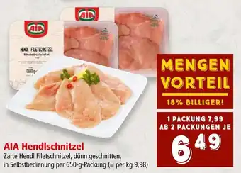 Interspar AIA Hendlschnitzel Zarte Hendl Filetschnitzel, dünn geschnitten, in Selbstbedienung per 650-g-Packung (= per kg 9,98) Angebot