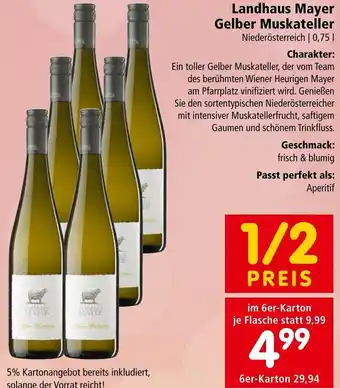 Interspar Landhaus Mayer Gelber Muskateller Niederösterreich | 0,75 L Angebot