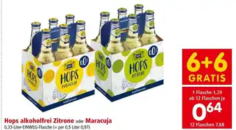 Interspar Hops alkoholfrei Zitrone oder Maracuja 0,33-Liter-EINWEG-Flasche Angebot