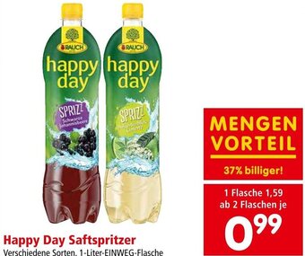 Interspar Happy Day Saftspritzer Verschiedene Sorten, 1-Liter-EINWEG-Flasche Angebot