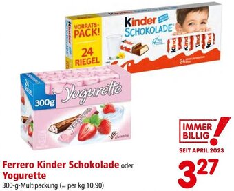Interspar Ferrero Kinder Schokolade oder Yogurette 300-g-Multipackung Angebot