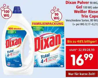 Interspar Dixan Pulver 90 WG, Gel 100 WG oder Weißer Riese Trio Caps Verschiedene Sorten, 80 WG Angebot