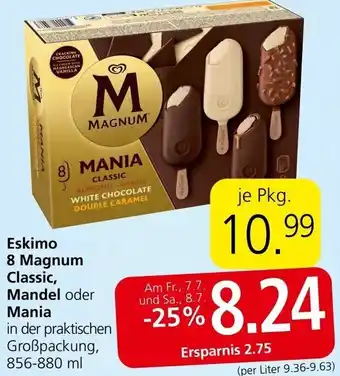 Interspar Eskimo 8 Magnum Classic, Mandel oder Mania in der praktischen Großpacku 856-880 ml Angebot