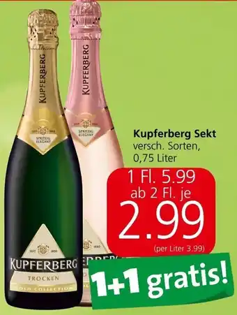 Interspar Kupferberg Sekt versch. Sorten, 0,75 Liter Angebot