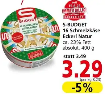 Interspar S-BUDGET 16 Schmelzkäse Eckerl Natur ca. 23% Fett absolut, 400 g Angebot