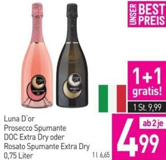 Sutterlüty Luna D'or Prosecco Spumante DOC Extra Dry oder Rosato Spumante Extra Dry 0,75 Liter Angebot