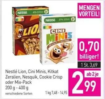 Sutterlüty Nestlé Lion, Cini Minis, Kitkat Zeralien, Nesquik, Cookie Crisp oder Mix-Pack 200 g - 400 g verschiedene Sorten Angebot
