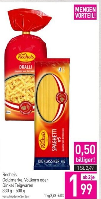 Sutterlüty Recheis Goldmarke, Vollkorn oder Dinkel Teigwaren 330 g- 500 g Angebot