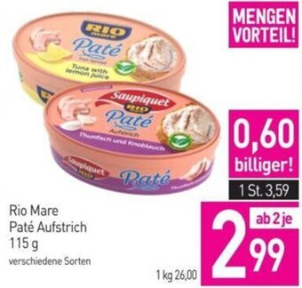 Sutterlüty Rio Mare Paté Aufstrich 115 g Angebot