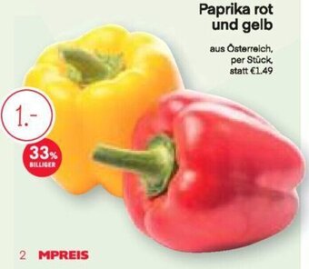 MPreis Paprika rot und gelb Angebot
