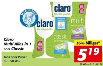 Nah&Frisch Claro Multi Alles in 1 oder Classic 30-50 WG Angebot