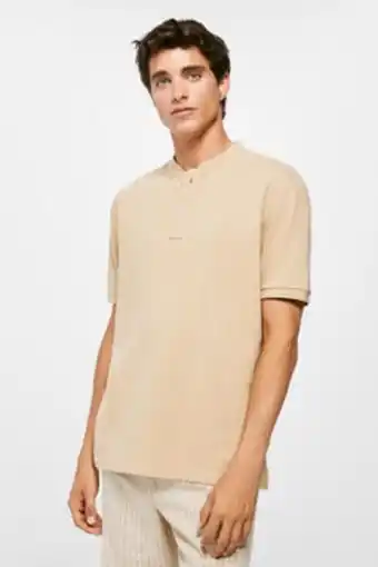 Springfield Slub piqué polo shirt with mandarin collar Angebot