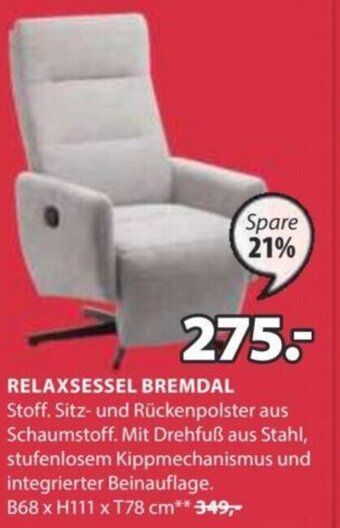 JYSK RELAXSESSEL BREMDAL B68 x H111 x T78 cm Angebot