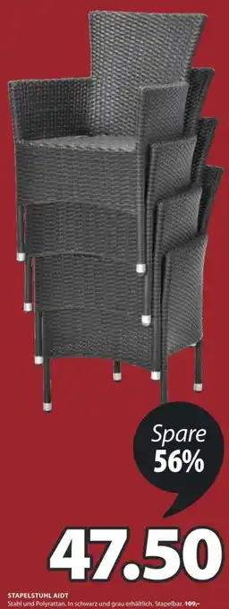 JYSK STAPELSTUHL AIDT Stahl und Polyrattan. In schwarz und grau erhältlich. Stapelbar. Angebot