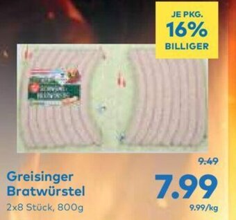 T&G Greisinger Bratwürstel 2x8 Stück, 800g Angebot