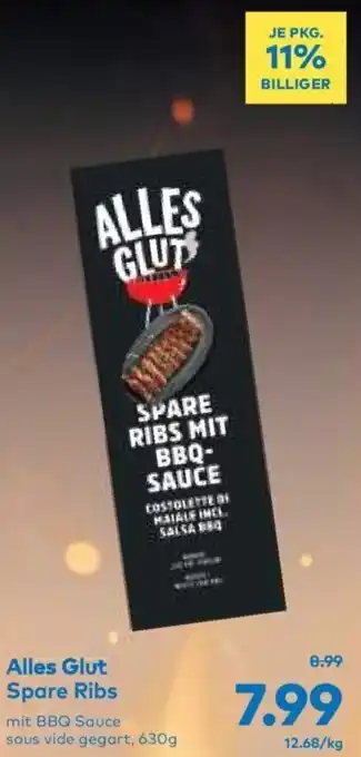 T&G Alles Glut Spare Ribs mit BBQ Sauce sous vide gegart, 630g Angebot