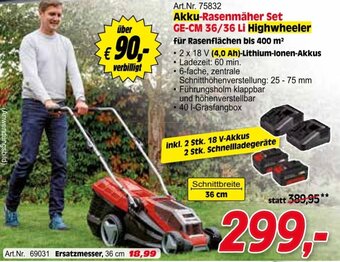 Zgonc Akku-Rasenmäher Set GP-CLM 47 S HW Li Highwheeler Angebot
