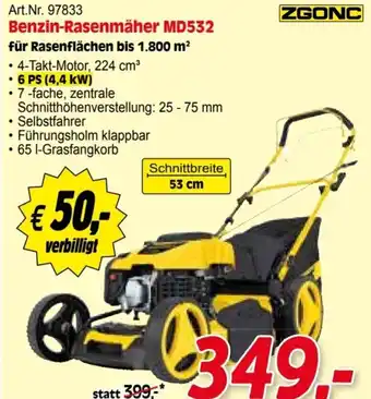 Zgonc ZGONC Benzin-Rasenmäher MD532 für Rasenflächen bis 1.800 m² Angebot