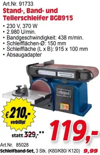 Zgonc Scheppach Stand-, Band- und Tellerschleifer BGB915 Angebot
