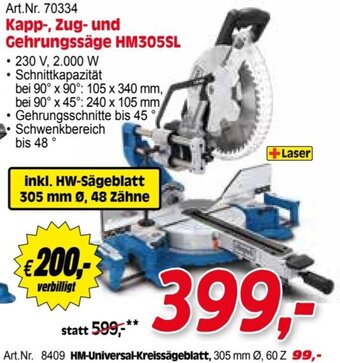 Zgonc Scheppach Kapp-, Zug- und Gehrungssäge HM305SL Angebot