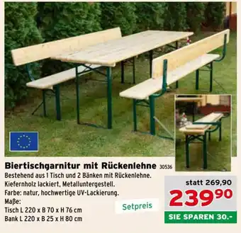 Salzburger Lagerhaus Biertischgarnitur mit Rückenlehne 30536 Angebot