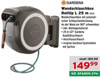 Salzburger Lagerhaus GARDENA Wandschlauchbox RollUp L 25 m 10244 Angebot