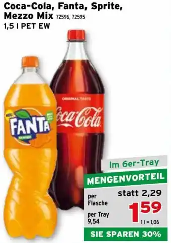 Salzburger Lagerhaus Coca-Cola, Fanta, Sprite, Mezzo Mix 72596, 72595 1,5 L Angebot