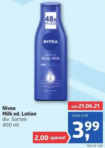 ADEG Nivea Milk Od. Lotion 400ml Angebot
