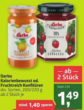 ADEG Darbo Kalorienbewusst Od. Fruchtreich Konfitüren 200/220g Angebot