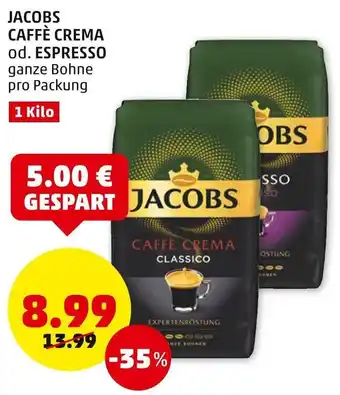 PENNY Jacobs Caffé Crema Od. Espresso 1 Kilo Angebot