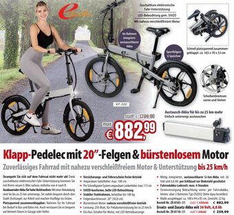 Pearl Klapp-Pedelec mit 20"-Felgen & bürstenlosem Motor Angebot