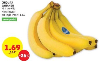 PENNY CHIQUITA BANANEN Kl. I, pro Kilo Angebot