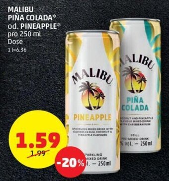 PENNY MALIBU PIÑA COLADA* od. PINEAPPLE** pro 250 ml Angebot