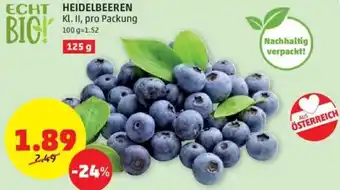 PENNY HEIDELBEEREN Kl. II, pro Packung Angebot