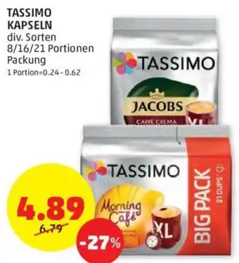 PENNY TASSIMO KAPSELN div. Sorten 8/16/21 Portionen Packung Angebot