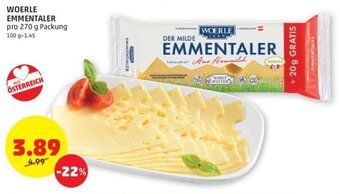 PENNY WOERLE EMMENTALER pro 270 g Packung Angebot