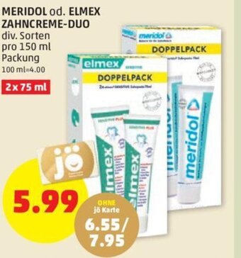 PENNY MERIDOL od. ELMEX ZAHNCREME-DUO div. Sorten pro 150 ml Packung Angebot