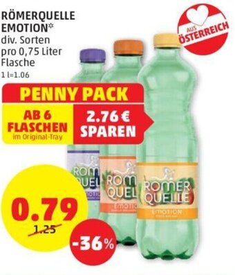PENNY RÖMERQUELLE EMOTION** div. Sorten pro 0,75 Liter Flasche Angebot