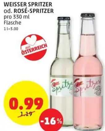 PENNY WEISSER SPRITZER od. ROSÉ-SPRITZER pro 330 ml Flasche Angebot