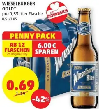 PENNY WIESELBURGER GOLD* pro 0,33 Liter Flasche Angebot